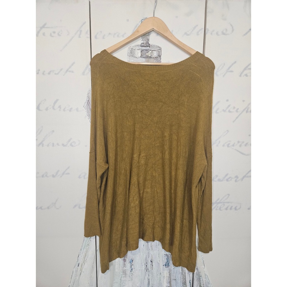 Eileen Fisher Mustard Green Italian Yarn Oversized Tunic Sweater Womens‎ Large